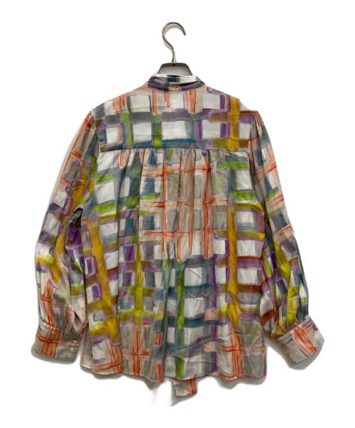 BALLSEY（ボールジィ）BALLSEY (ボールジィ) スタックチェックプリントワイドボウタイブラウス マルチカラー サイズ:36の古着・服飾アイテム