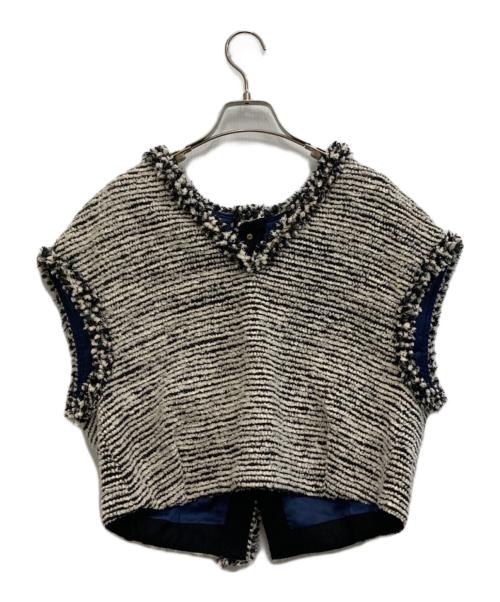 TOMORROW LAND（トゥモローランド）TOMORROW LAND (トゥモローランド) ブリアンボーダーファンシー フロンタブルフリンジジレ ホワイト サイズ:36の古着・服飾アイテム