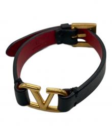 VALENTINO GARAVANI（ヴァレンティノ・ガラヴァーニ）の古着「Vロゴブレスレット」｜レッド×ブラック