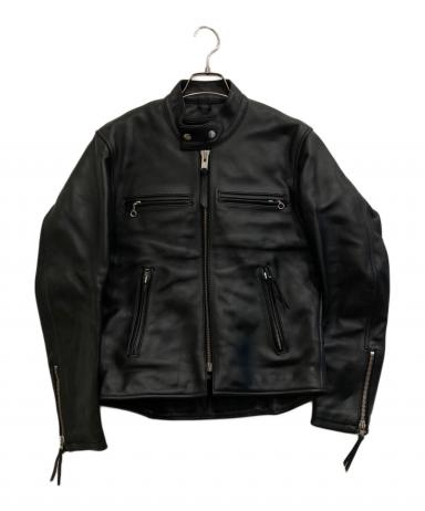 KADOYA ブラック シングルライダースジャケット 中古・古着通販】KADOYA (カドヤ) レザーシングルライダースジャケット