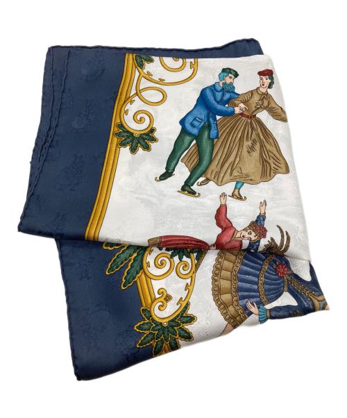 HERMES（エルメス）HERMES (エルメス) シルクスカーフ ネイビーの古着・服飾アイテム