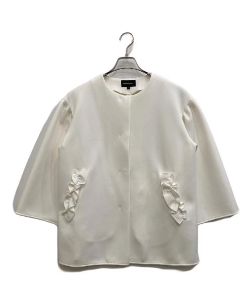 QUEENS COURT（クイーンズコート）QUEENS COURT (クイーンズコート) フリルポケットジャケット ホワイト サイズ:1の古着・服飾アイテム