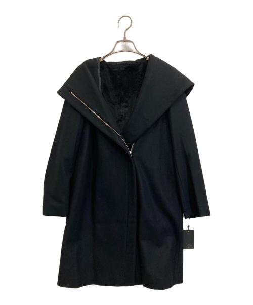Aga（アーガ）Aga (アーガ) ウールラップコート ブラック サイズ:9号の古着・服飾アイテム
