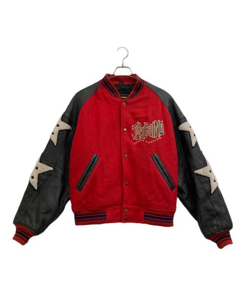 JUNKO KOSHINO（ジュンココシノ）JUNKO KOSHINO (ジュンココシノ) レザー切替スタジャン レッド サイズ:Lの古着・服飾アイテム
