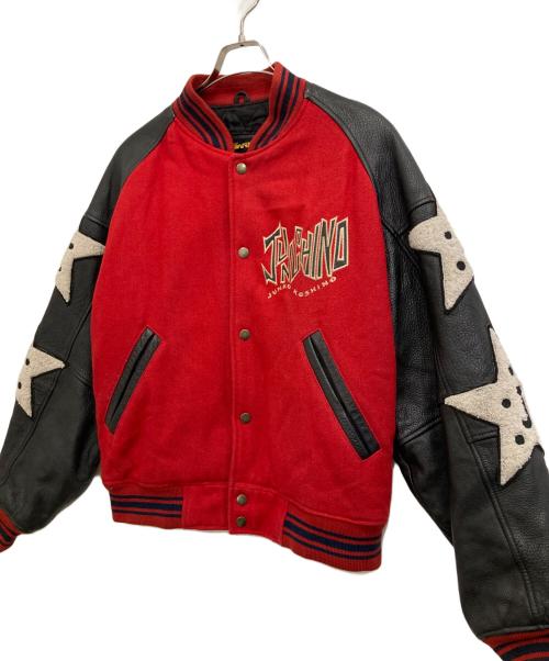 JUNKO KOSHINO（ジュンココシノ）JUNKO KOSHINO (ジュンココシノ) レザー切替スタジャン レッド サイズ:Lの古着・服飾アイテム