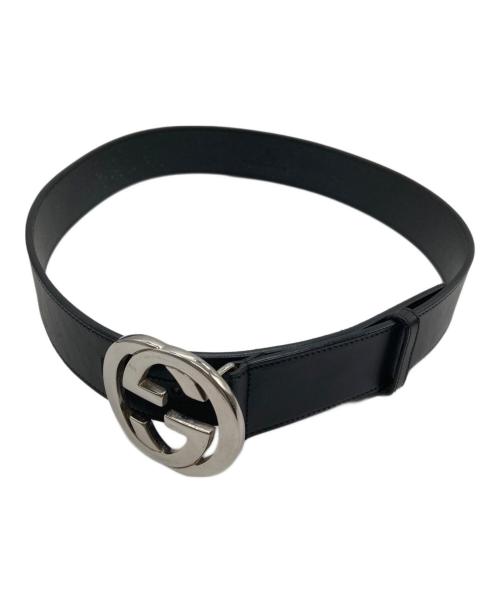 GUCCI（グッチ）GUCCI (グッチ) インターロッキングGレザーベルト ブラックの古着・服飾アイテム