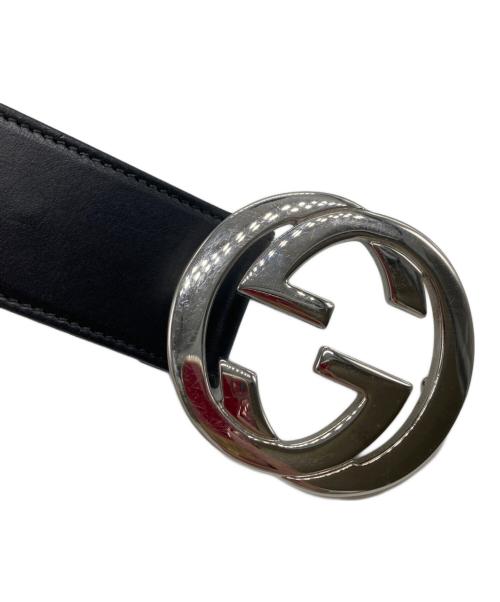 GUCCI（グッチ）GUCCI (グッチ) インターロッキングGレザーベルト ブラックの古着・服飾アイテム