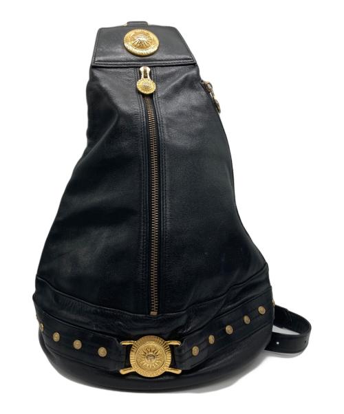 GIANNI VERSACE（ジャンニ・ヴェルサーチ）GIANNI VERSACE (ジャンニ・ヴェルサーチ) メデューサロゴレザーバッグ ブラックの古着・服飾アイテム