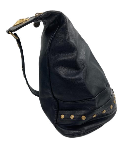 GIANNI VERSACE（ジャンニ・ヴェルサーチ）GIANNI VERSACE (ジャンニ・ヴェルサーチ) メデューサロゴレザーバッグ ブラックの古着・服飾アイテム