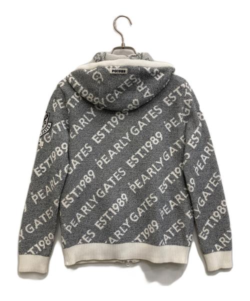PEARLY GATES（パーリーゲイツ）PEARLY GATES (パーリーゲイツ) ロゴジャガードジップアップニットパーカー グレーの古着・服飾アイテム