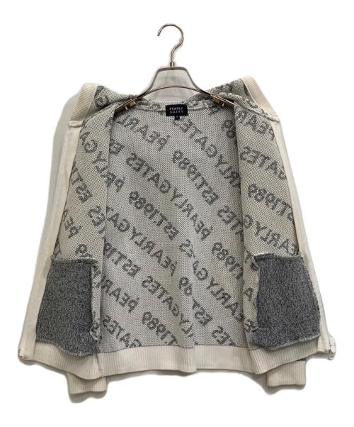 PEARLY GATES（パーリーゲイツ）PEARLY GATES (パーリーゲイツ) ロゴジャガードジップアップニットパーカー グレーの古着・服飾アイテム
