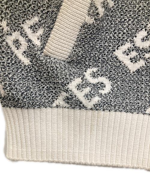 PEARLY GATES（パーリーゲイツ）PEARLY GATES (パーリーゲイツ) ロゴジャガードジップアップニットパーカー グレーの古着・服飾アイテム