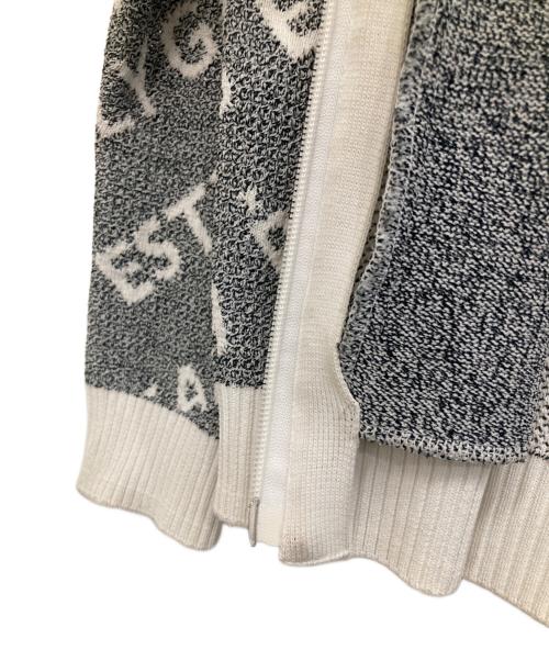 PEARLY GATES（パーリーゲイツ）PEARLY GATES (パーリーゲイツ) ロゴジャガードジップアップニットパーカー グレーの古着・服飾アイテム