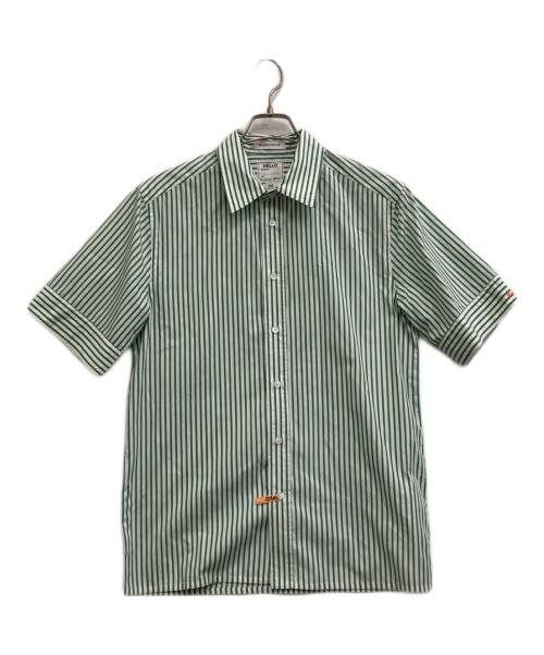 MADISON BLUE（マディソンブルー）MADISON BLUE (マディソンブルー) RELAXED FIT S／S SH STRIPE ホワイト×グリーン サイズ:XSの古着・服飾アイテム