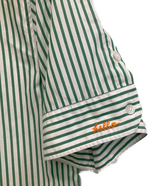 MADISON BLUE（マディソンブルー）MADISON BLUE (マディソンブルー) RELAXED FIT S／S SH STRIPE ホワイト×グリーン サイズ:XSの古着・服飾アイテム
