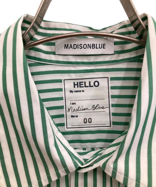 MADISON BLUE（マディソンブルー）MADISON BLUE (マディソンブルー) RELAXED FIT S／S SH STRIPE ホワイト×グリーン サイズ:XSの古着・服飾アイテム