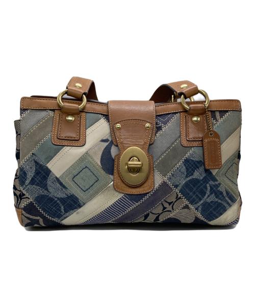 COACH（コーチ）COACH (コーチ) パッチワークハンドバッグ インディゴの古着・服飾アイテム