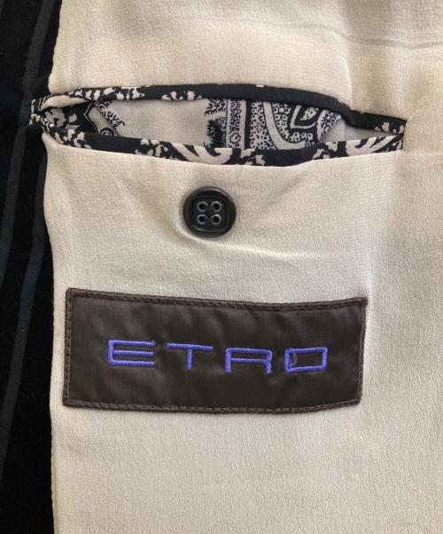 ETRO（エトロ）ETRO (エトロ) ストライプベロアテーラードジャケット ブラック サイズ:60の古着・服飾アイテム