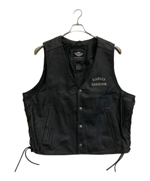 HARLEY-DAVIDSON（ハーレーダビッドソン）HARLEY-DAVIDSON (ハーレーダビッドソン) レザーベスト ブラック サイズ:2XLの古着・服飾アイテム