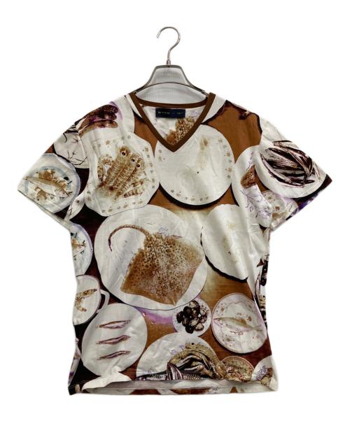 ETRO（エトロ）ETRO (エトロ) 総柄Vネックカットソー ブラウン サイズ:Mの古着・服飾アイテム