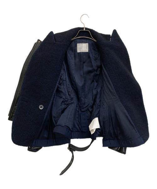 sacai（サカイ）sacai (サカイ) Wool-blend and leather biker jacket インディゴ サイズ:1の古着・服飾アイテム