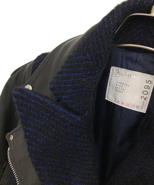 sacai（サカイ）sacai (サカイ) Wool-blend and leather biker jacket インディゴ サイズ:1の古着・服飾アイテム