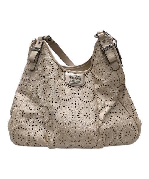 COACH（コーチ）COACH (コーチ) マディソン レースレザー マギー ショルダーバッグ ベージュの古着・服飾アイテム