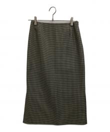 UNTITLED（アンタイトル）の古着「バルキーチェック ミディ丈ナロースカート」｜ブラウン