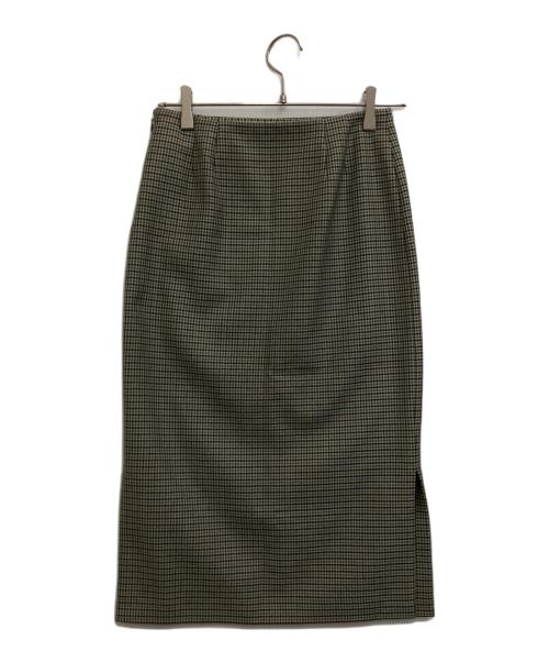 UNTITLED（アンタイトル）UNTITLED (アンタイトル) バルキーチェック ミディ丈ナロースカート ブラウン サイズ:Ｓの古着・服飾アイテム