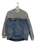 Ameriアメリ）の古着「デニム切替スウェット」｜グレー×インディゴ