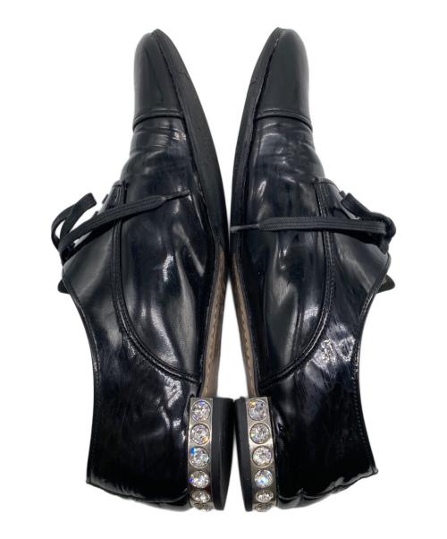 MIU MIU（ミュウミュウ）MIU MIU (ミュウミュウ) ビジューヒールパテントシューズ ブラック サイズ:38 1/2の古着・服飾アイテム