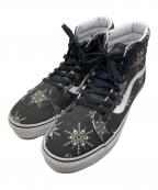 VANSヴァンズ）の古着「スカル総柄ハイカットスニーカー」｜ブラック