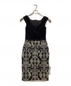 TADASHI SHOJIタダシ ショージ）の古着「off Shoulder Printed Velvet Cocktail Dress」｜ブラック
