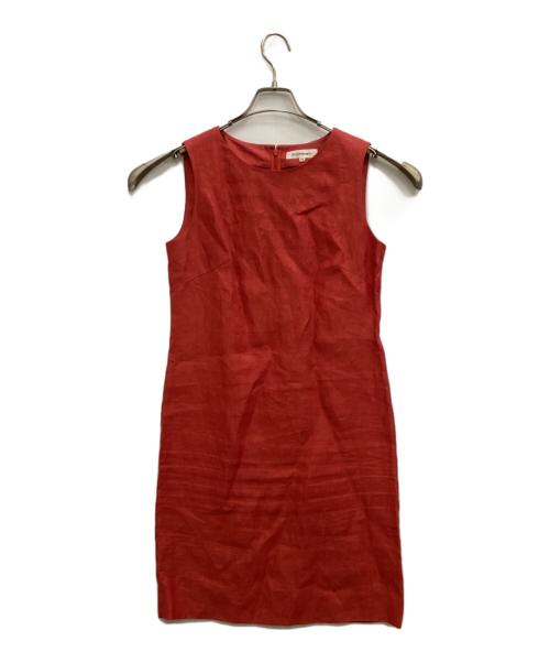 Yves Saint Laurent（イヴサンローラン）Yves Saint Laurent (イヴサンローラン) リネンノースリーブワンピース レッド サイズ:34の古着・服飾アイテム