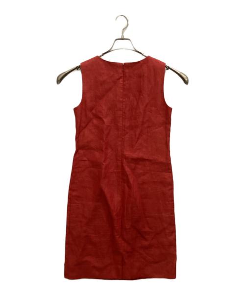 Yves Saint Laurent（イヴサンローラン）Yves Saint Laurent (イヴサンローラン) リネンノースリーブワンピース レッド サイズ:34の古着・服飾アイテム