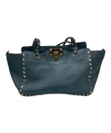 VALENTINO GARAVANI（ヴァレンティノ・ガラヴァーニ）の古着「2WAY ロックスタッズ トラビーズ スモールトートバッグ」