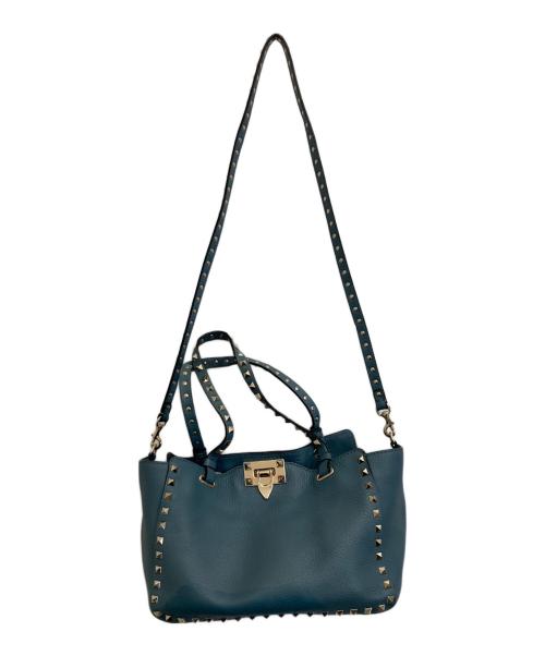 VALENTINO GARAVANI（ヴァレンティノ・ガラヴァーニ）VALENTINO GARAVANI (ヴァレンティノ・ガラヴァーニ) 2WAY ロックスタッズ トラビーズ スモールトートバッグの古着・服飾アイテム