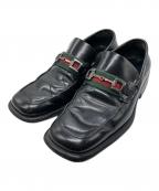 GUCCIグッチ）の古着「シェリーラインレザーローファー」｜ブラック