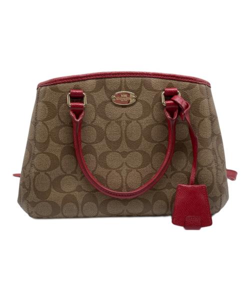 COACH（コーチ）COACH (コーチ) 2WAYバッグ レッド×ブラウンの古着・服飾アイテム