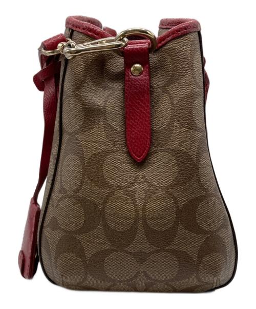 COACH（コーチ）COACH (コーチ) 2WAYバッグ レッド×ブラウンの古着・服飾アイテム