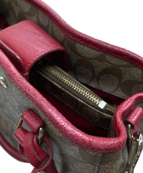 COACH（コーチ）COACH (コーチ) 2WAYバッグ レッド×ブラウンの古着・服飾アイテム