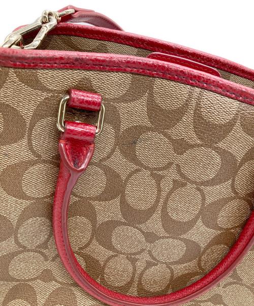 COACH（コーチ）COACH (コーチ) 2WAYバッグ レッド×ブラウンの古着・服飾アイテム