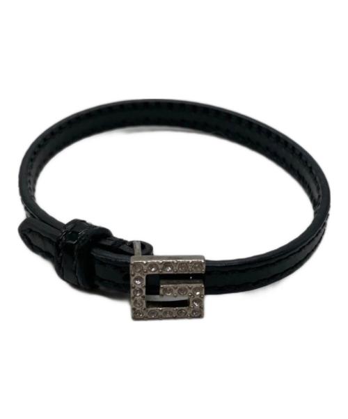 GUCCI（グッチ）GUCCI (グッチ) クリスタルGブレスレット ブラックの古着・服飾アイテム