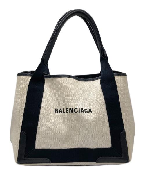 BALENCIAGA（バレンシアガ）BALENCIAGA (バレンシアガ) ネイビーカバスSキャンバストートバッグ ベージュの古着・服飾アイテム
