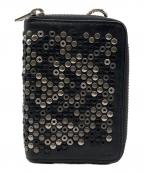 DIESELディーゼル）の古着「レザースタッズミニウォレット」｜ブラック