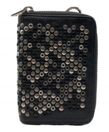 DIESEL（ディーゼル）の古着「レザースタッズミニウォレット」｜ブラック