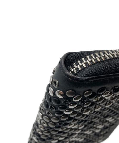 DIESEL（ディーゼル）DIESEL (ディーゼル) レザースタッズミニウォレット ブラックの古着・服飾アイテム