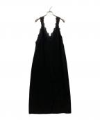 SALON adam et rope'サロンアダムエロペ）の古着「ビンテージライクアクセントレースワンピース」｜ブラック