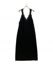 SALON adam et rope'（サロンアダムエロペ）の古着「ビンテージライクアクセントレースワンピース」｜ブラック