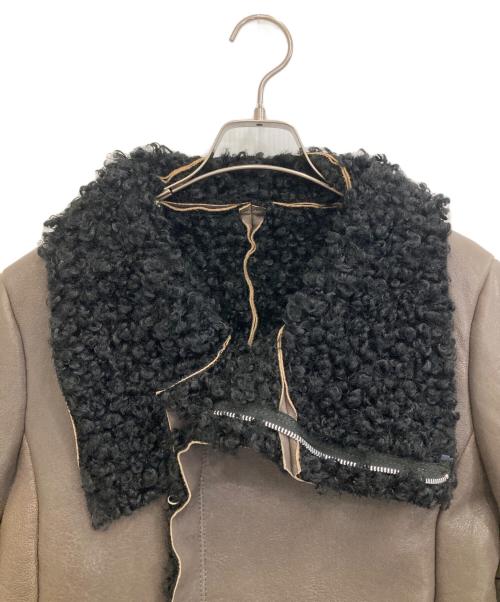 NO ID.（ノーアイディー）NO ID. (ノーアイディー) ラムレザームートンコート ブラウン サイズ:1の古着・服飾アイテム